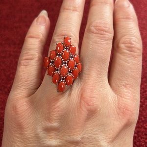 Sterling Silver Coral Ring